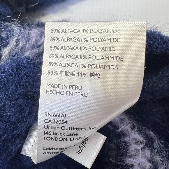 Free People Sweater Womens Small Blue Alpaca Stripe Knit Pullover Boho Peru Cozy - Picture 8 of 12
